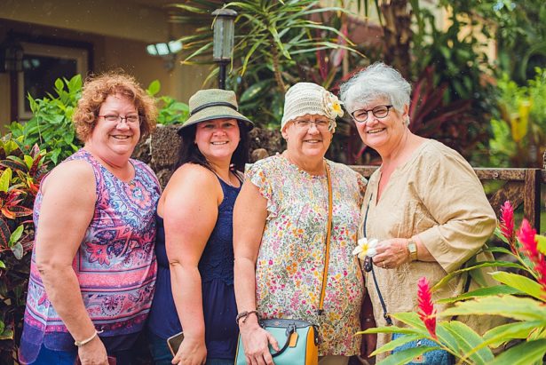 My best friend Emily Fred and her mom, aunt, and Oma looking very islandy in front of our air bnb in Kauai Hawaii