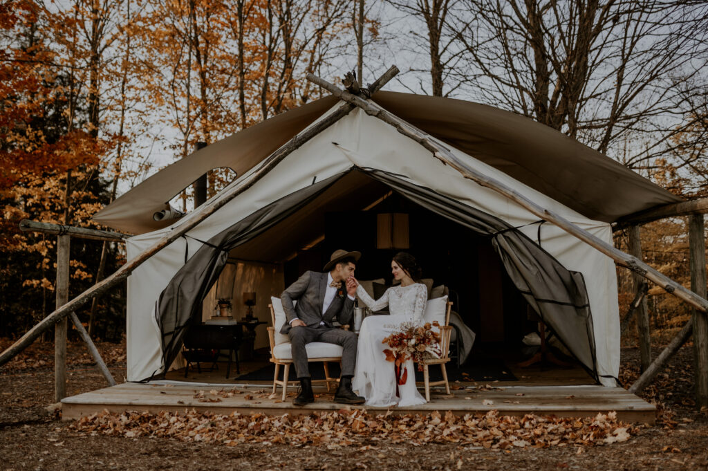 Field of Michigan | Couple Eloping at a Campsite | Brit Rader Photography